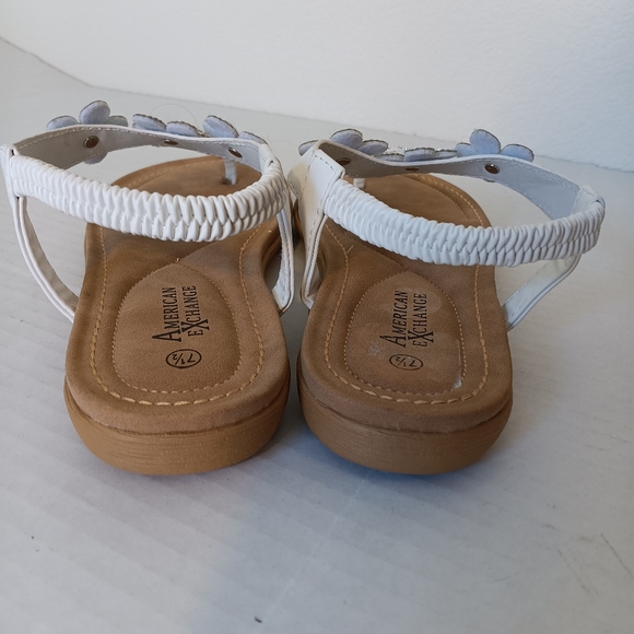 American Exchange White Floral Slingback Sandals Flats US Size 7 1/2 - Picture 4 of 6